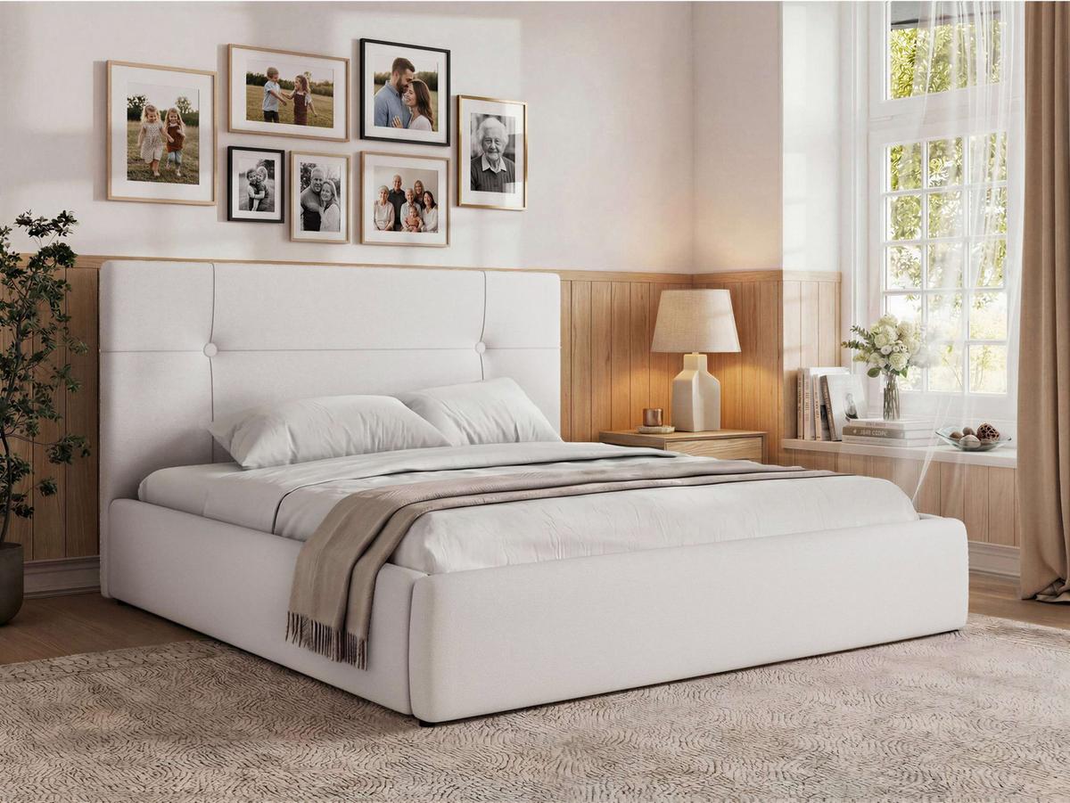 POLSTERBETT CALERIO CLASSIC 160/200 - Weiß Kunstleder - Matratze Foam - Schwarz/Weiß, Kunststoff/Textil (160/200cm) - MKS