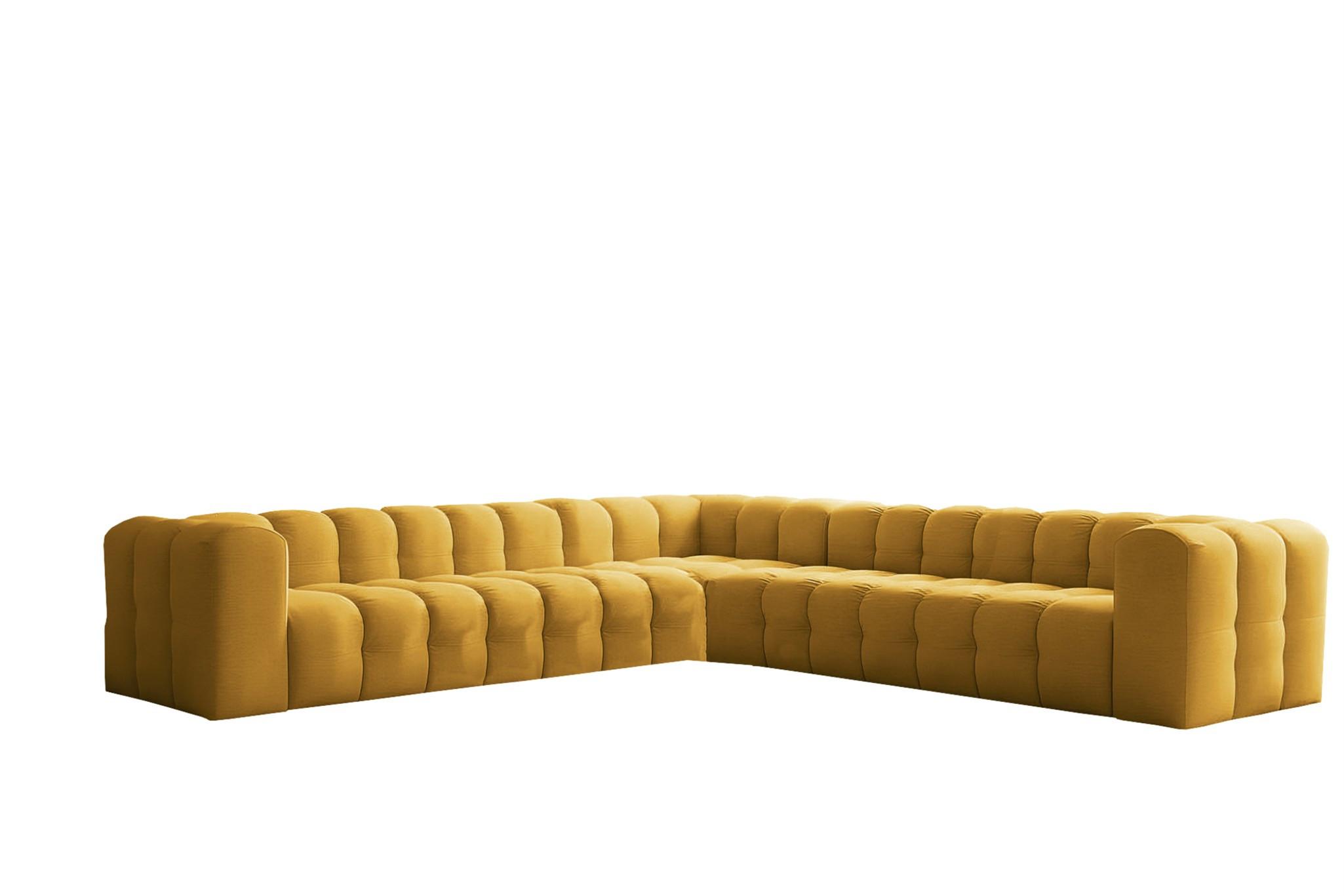 ECKSOFA Solvie Xl In Tiffani - Gelb, Holzwerkstoff/Textil (330/330cm) - Fun Möbel