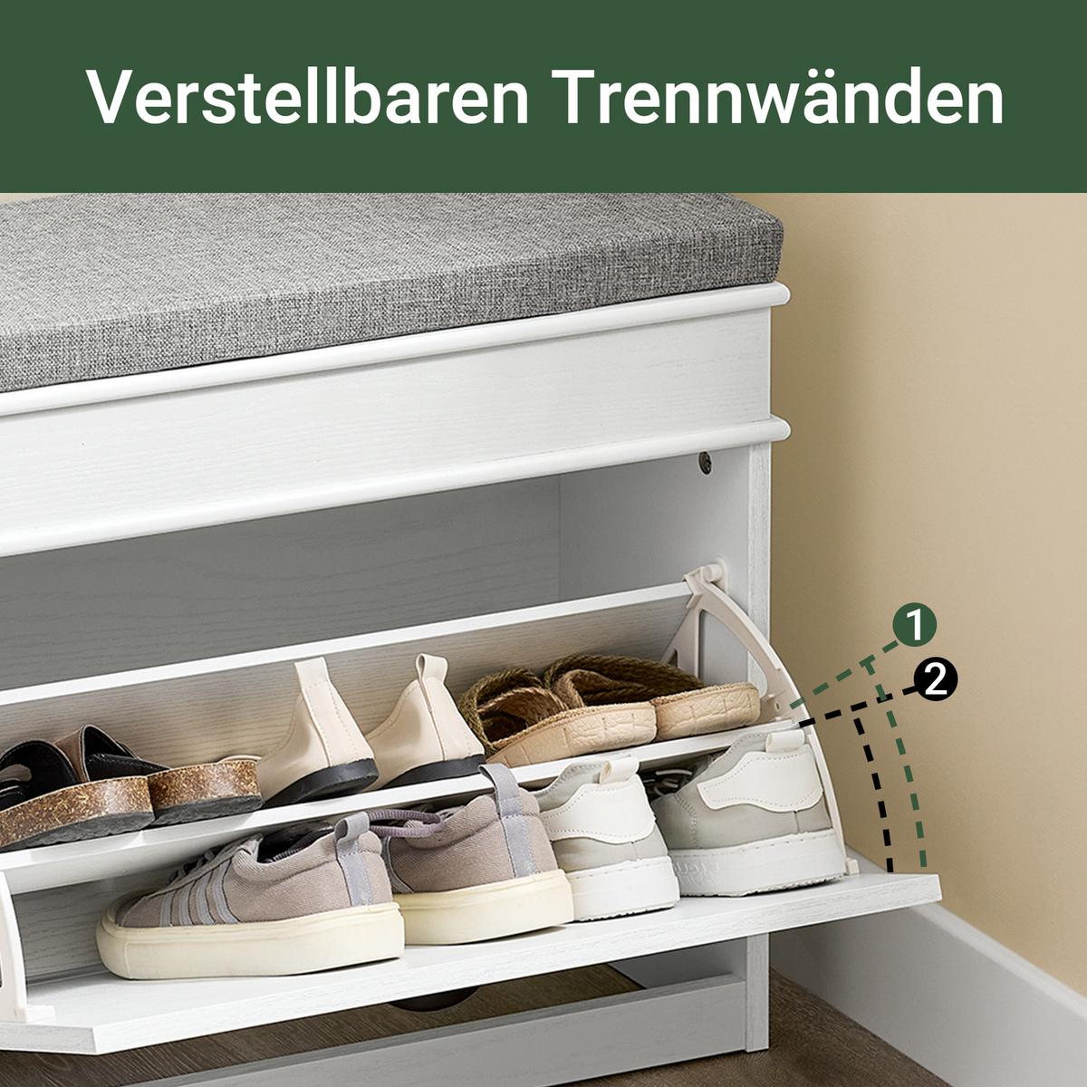 SCHUHBANK Weiß - Weiß, Holzwerkstoff (61/51/24cm) - SoBuy