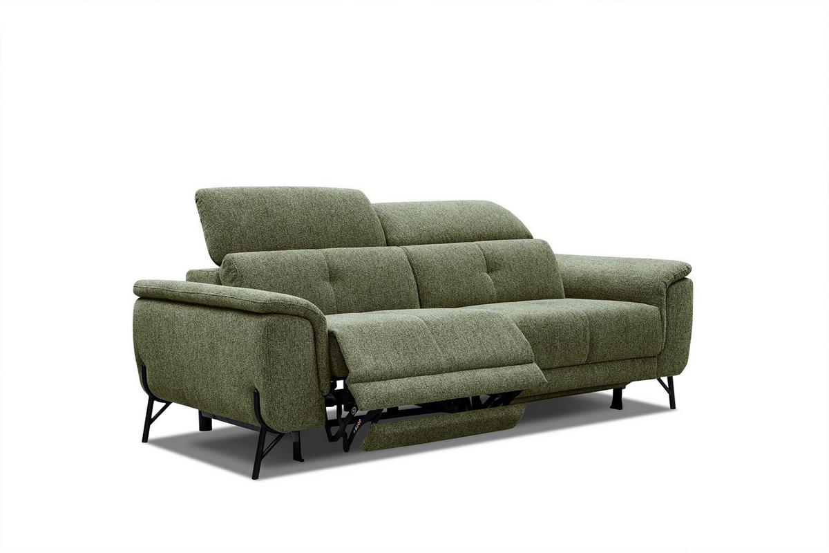SOFA AVENA 3-Sitzer mit 2 Relaxfunktionen, olivgrün - Olivgrün, Holzwerkstoff/Textil (204/80/108cm) - Wozimo