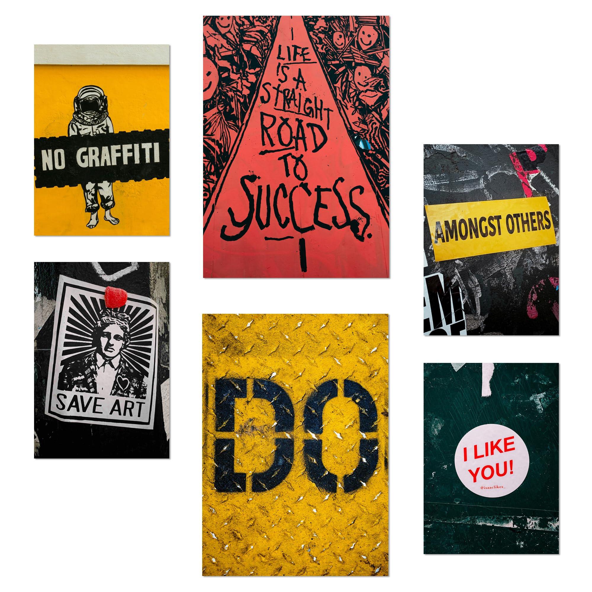 POSTER Set Mit 6 Street Art Sätze Urban Graffiti A3 & A4 Rahmenlos - Klar, Papier (29/3cm) - Nacnic
