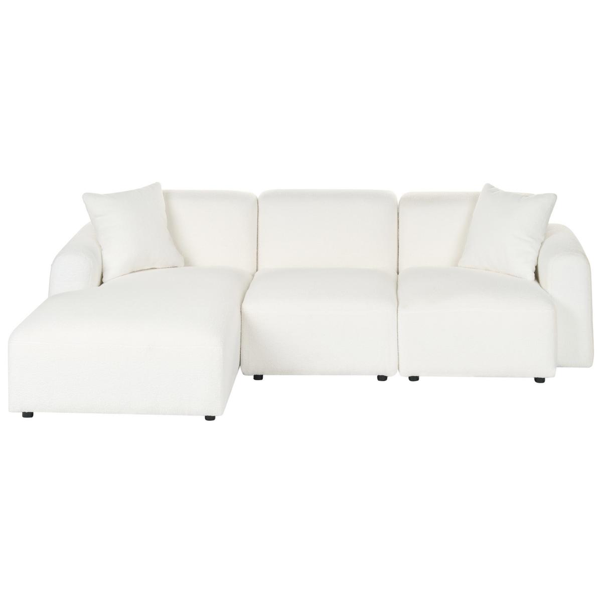 ECKSOFA Modul 3-Sitzer Bouclé Weiß rechtsseitig Hede - Weiß, Textil (244/148cm) - Beliani