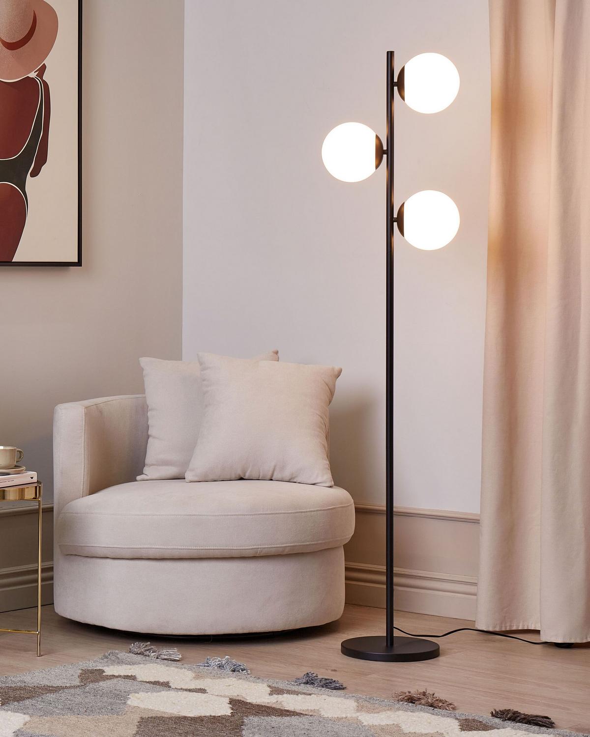 STEHLAMPE Schwarz 153 cm Wadi - Schwarz, Metall (35/35/153cm) - Beliani