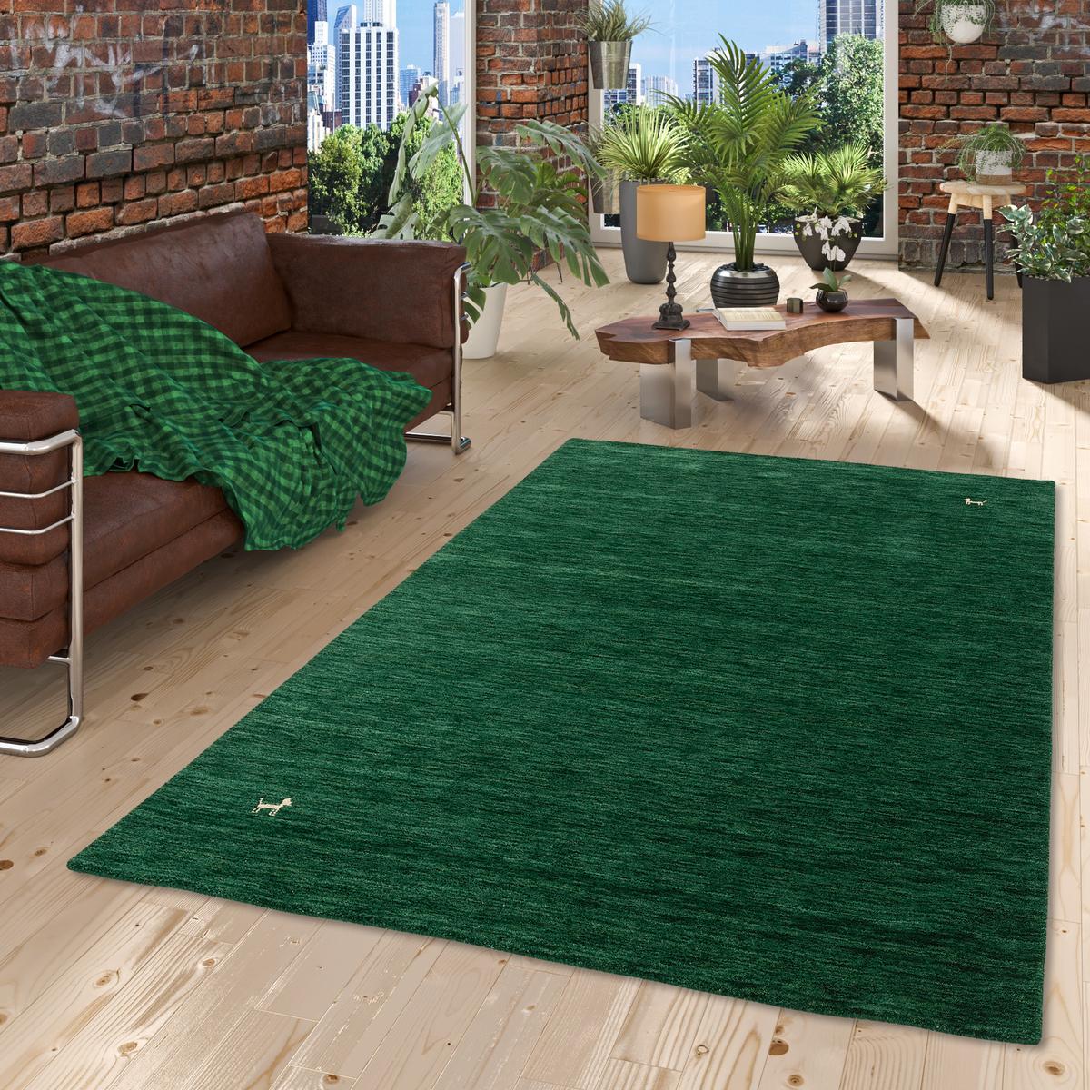 NATUR TEPPICH INDO NEPAL GABBEH SHIVA - Dunkelgrün, Textil (200/290cm) - Pergamon