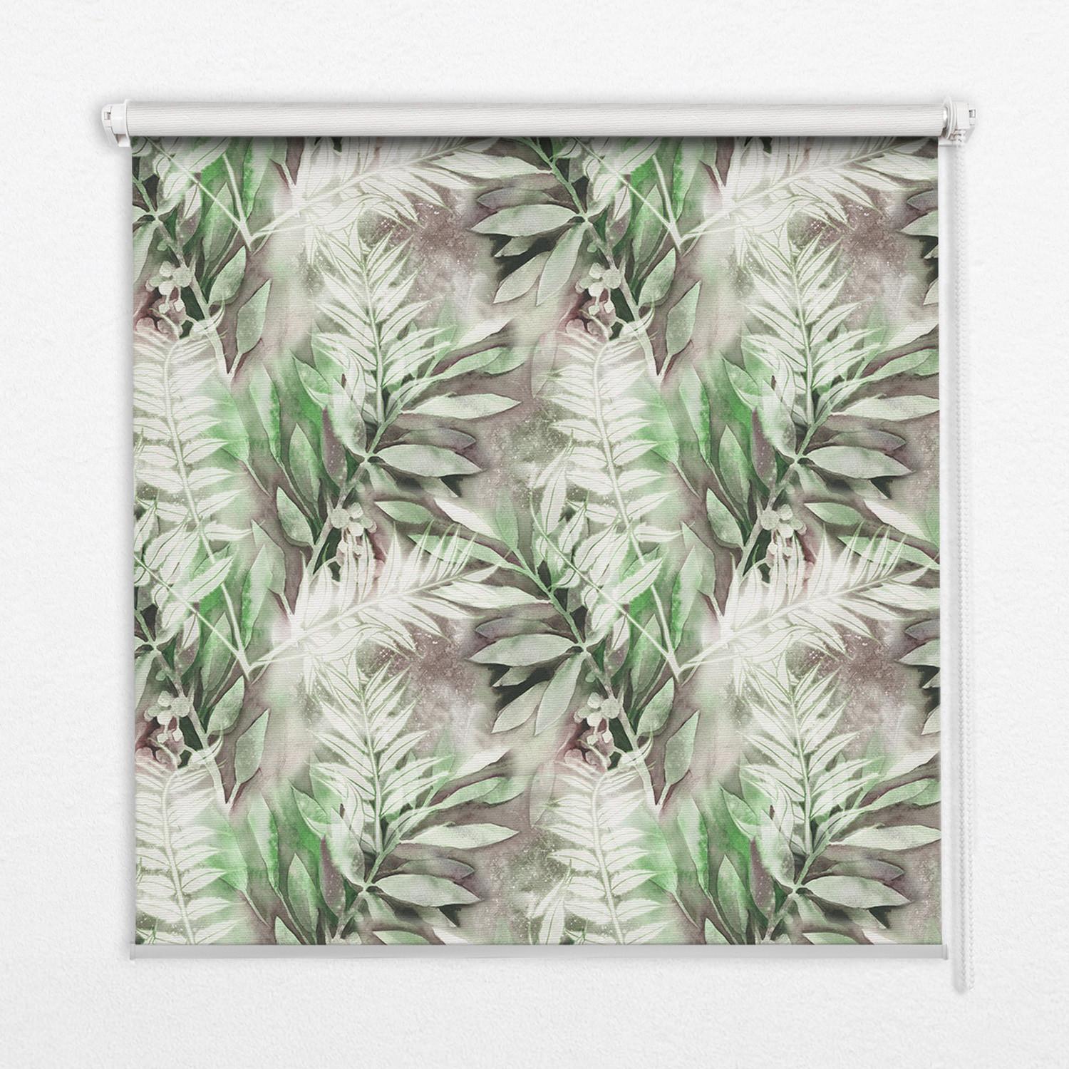 INNENROLLO - Fensterrollo - Rollo - 60x40 cm - Glänzende Blätter - Grün, Kunststoff (60/140/0.5cm) - TULUP