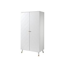 KLEIDERSCHRANK Kamillah 100x59x200 mit 2 Türen aus MDF in Satin Weiß - Weiß, Holzwerkstoff (100/200/59cm) - 58aufmkessel