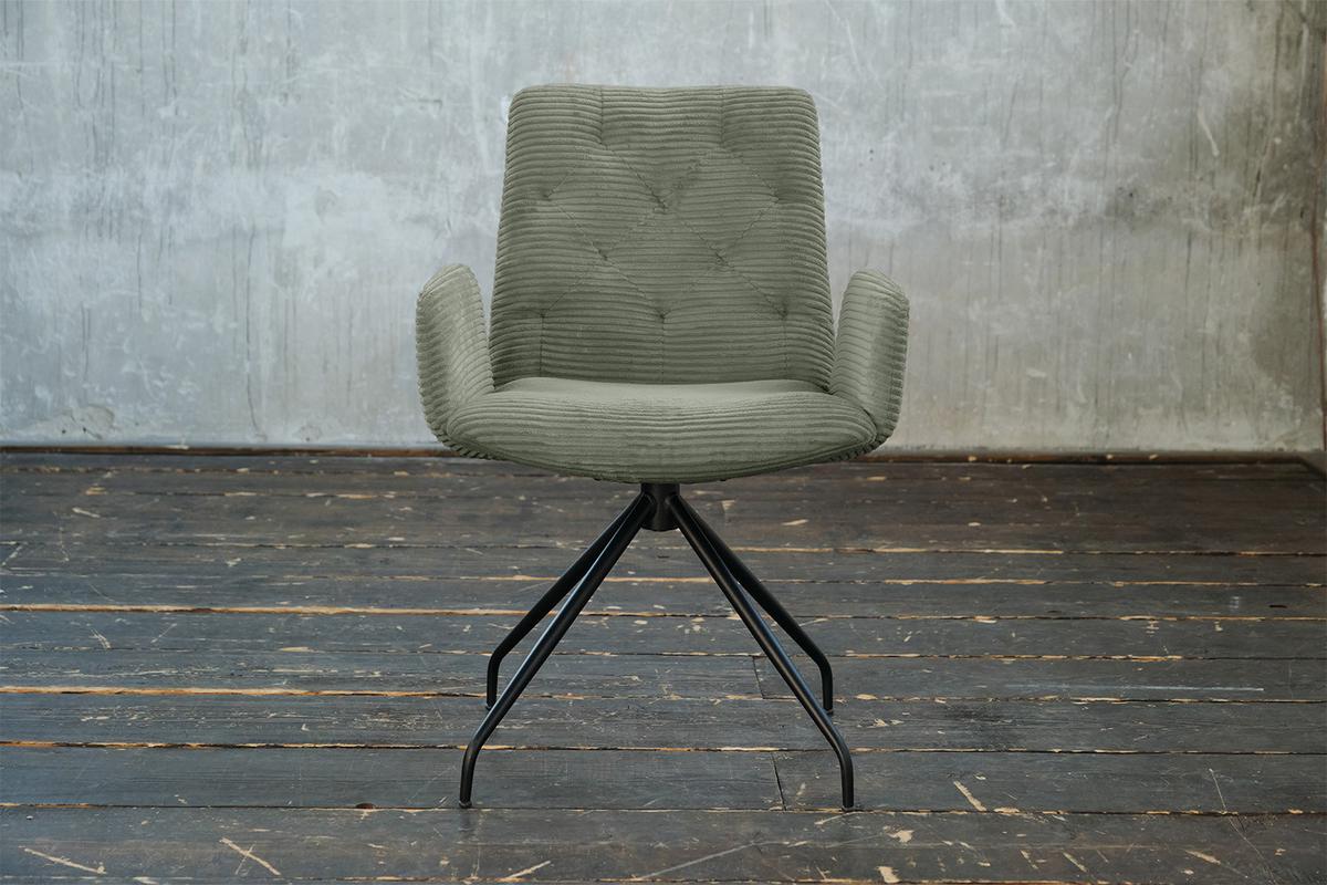 DREHSTUHL NEW CHARME Grün Cord (1er-Set) - Olivgrün/Grün, Textil (59/87/66cm) - KAWOLA
