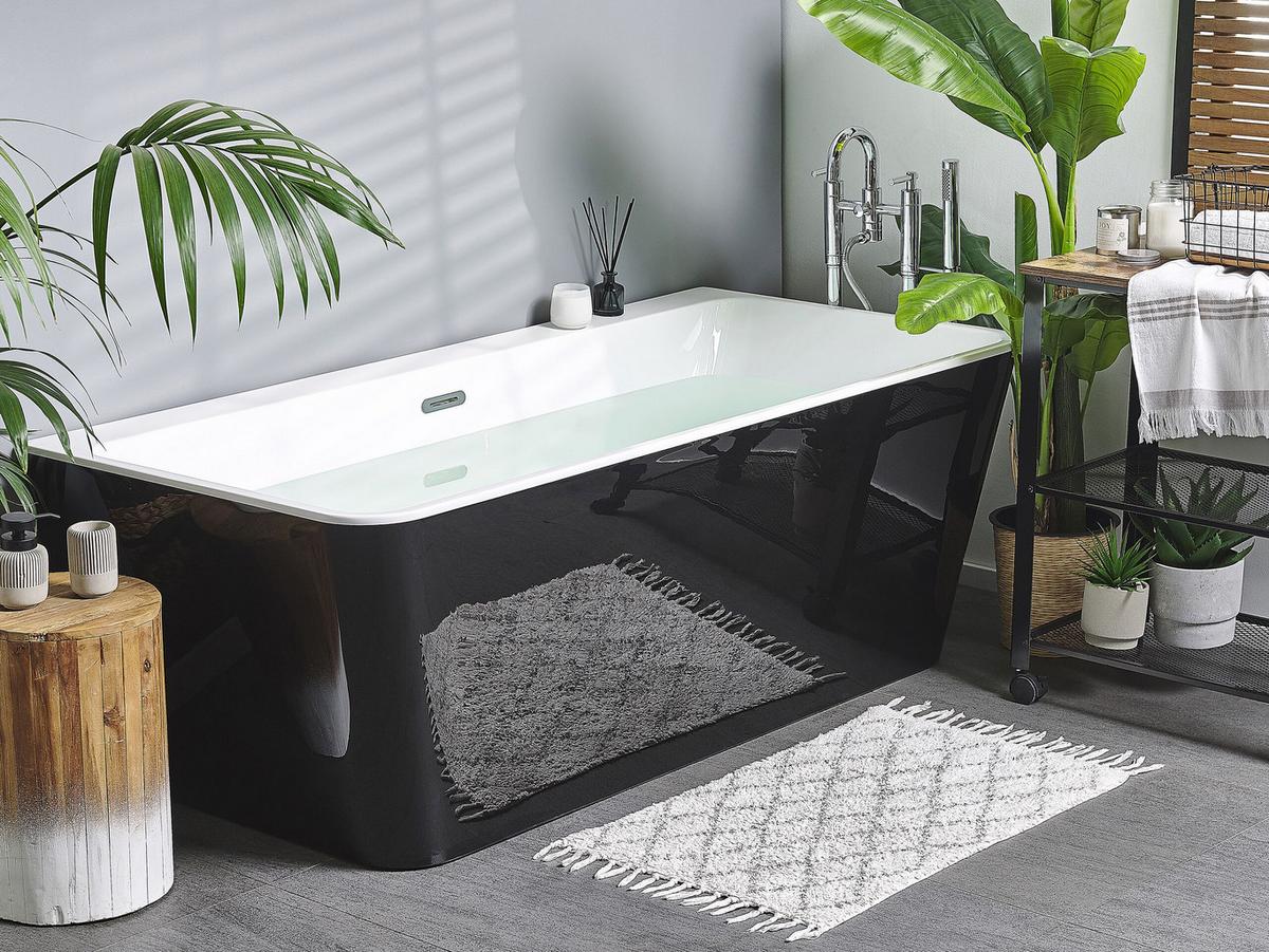 BADEWANNE 80x170x60 cm schwarz Hassel - Schwarz, Kunststoff (80/60/170cm) - Beliani