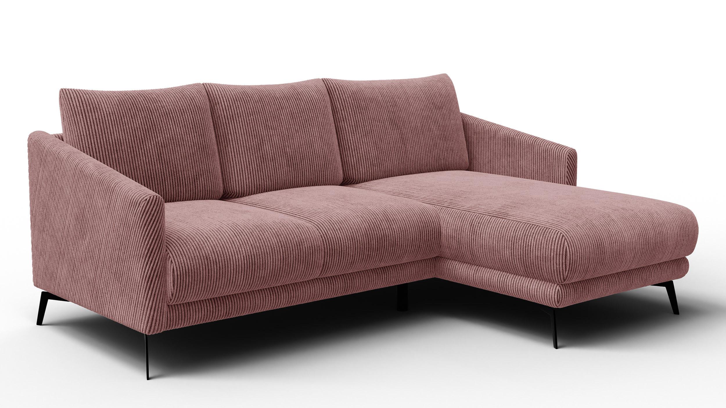 ECKSOFA VILT 3-Sitzer, altrosa - Altrosa/Schwarz, Holzwerkstoff/Textil (221/156cm) - Wozimo