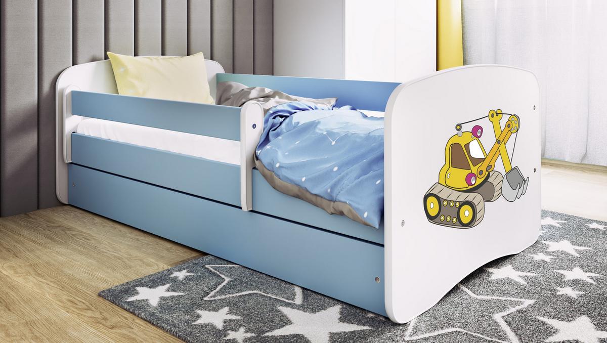 KINDERBETT Bagger mit Schublade 180/80 90/61/184 - Blau, Holzwerkstoff (80/180cm) - RAUMHIRSCH FURNITURE