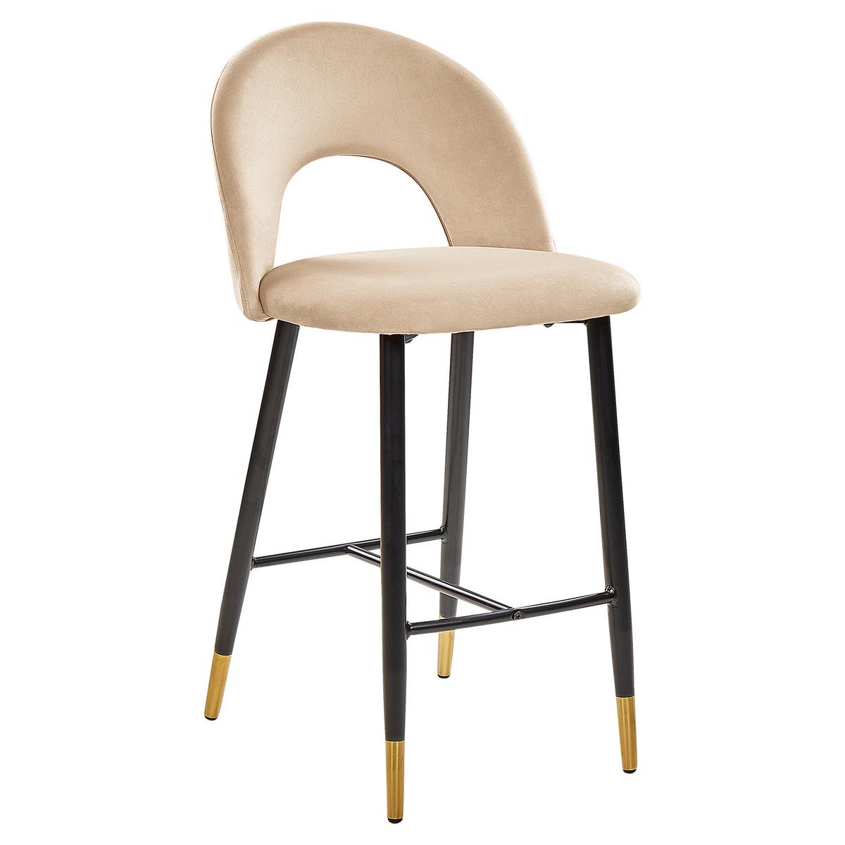 BARSTUHL 2er-Set Samtstoff Beige Falton - Beige, Textil/Metall (48/98/49cm) - Beliani