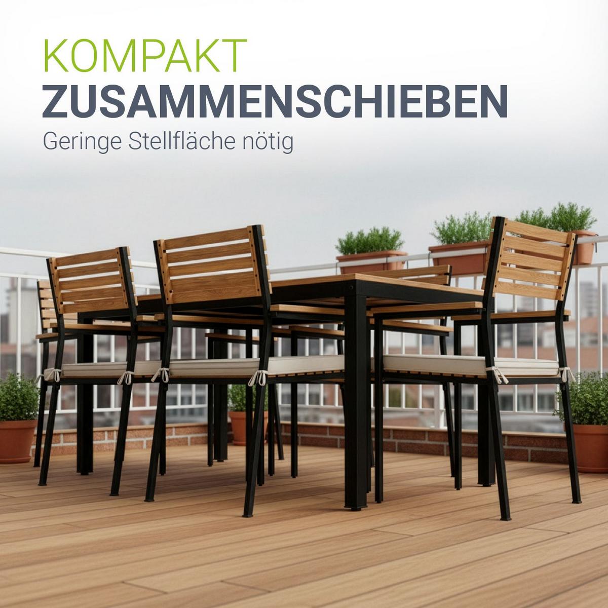 GARTENGARNITUR Rhodos Akazienholz 7-teilig - Braun, Holz/Metall - Juskys