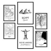 POSTER Set Mit 6 Drucke Von Südafrika Von Karten In Schwarz Weiß A3 & A4 Rahmenlos - Klar, Papier (29/3cm) - Nacnic