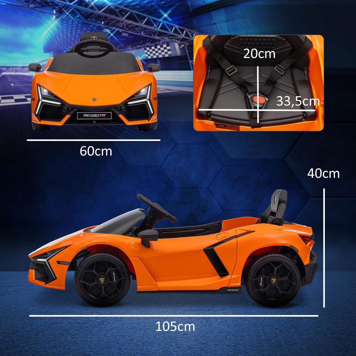 KINDER Elektroauto 12V Kinderauto mit 2,4G Fernbedienung, Musik, Orange - Orange, Metall (105/60/40cm) - AIYAPLAY