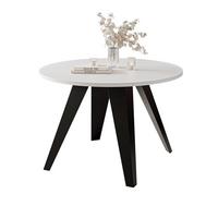 COUCHTISCH FERRO 75/50 cm runden, Schwarz / Arktisweiß - Schwarz/Weiß, Metall (75/75/50cm) - Idohome