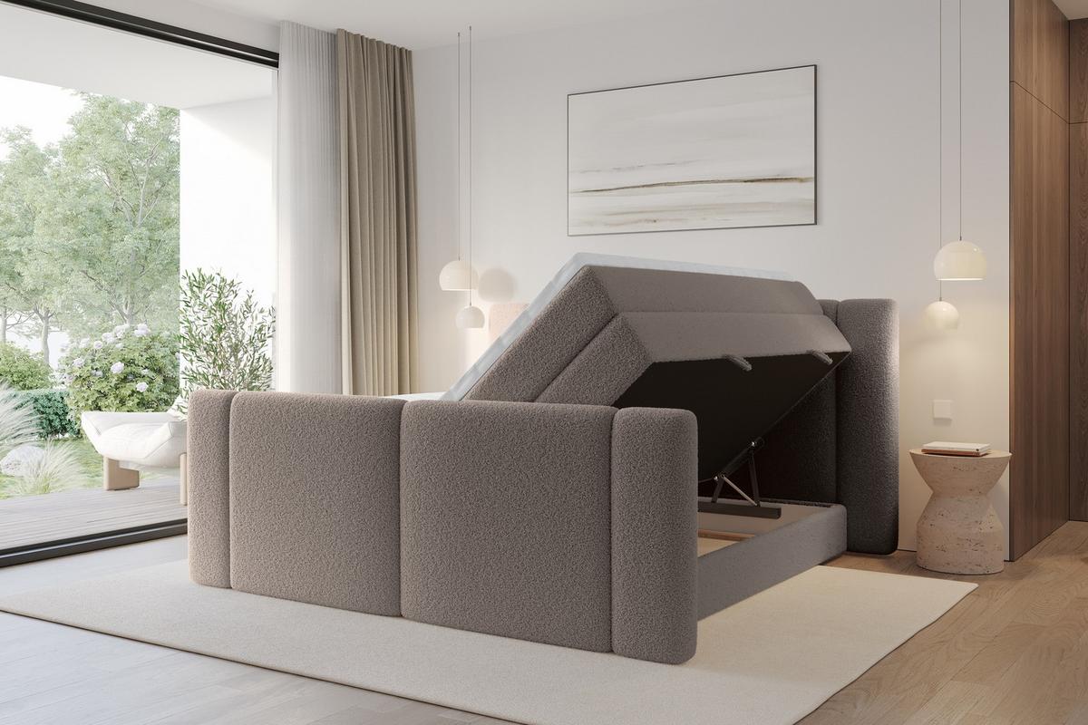 BOXSPRINGBETT mit Matratze H3/H4 - EVON KING Zanozek - 180x200 cm Braun - Braun, Holzwerkstoff (180/200cm) - ALTDECOR