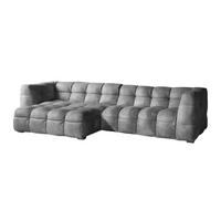 ECKSOFA RIO Hellgrau Velvet - Hellgrau/Schwarz, Textil (319/170cm) - KAWOLA