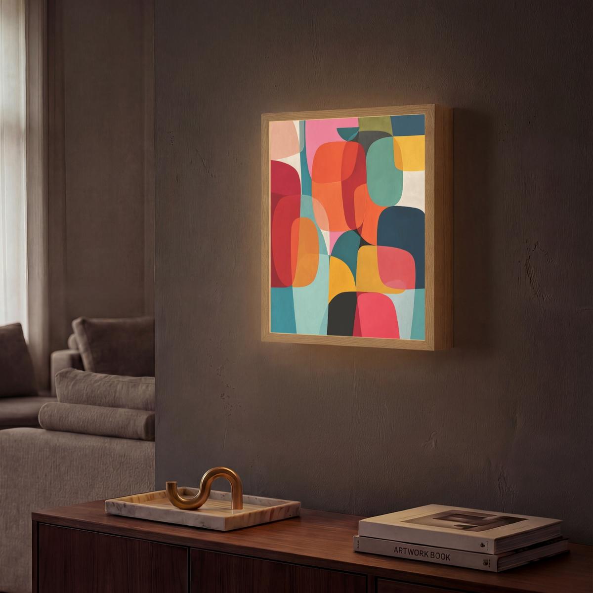 WANDLEUCHTE MIT AKKU Formen - Bunt - Abstrakt - Flugzeuge 30x40 cm - Multicolor, Holzwerkstoff (30/40/8cm) - OnlyWow