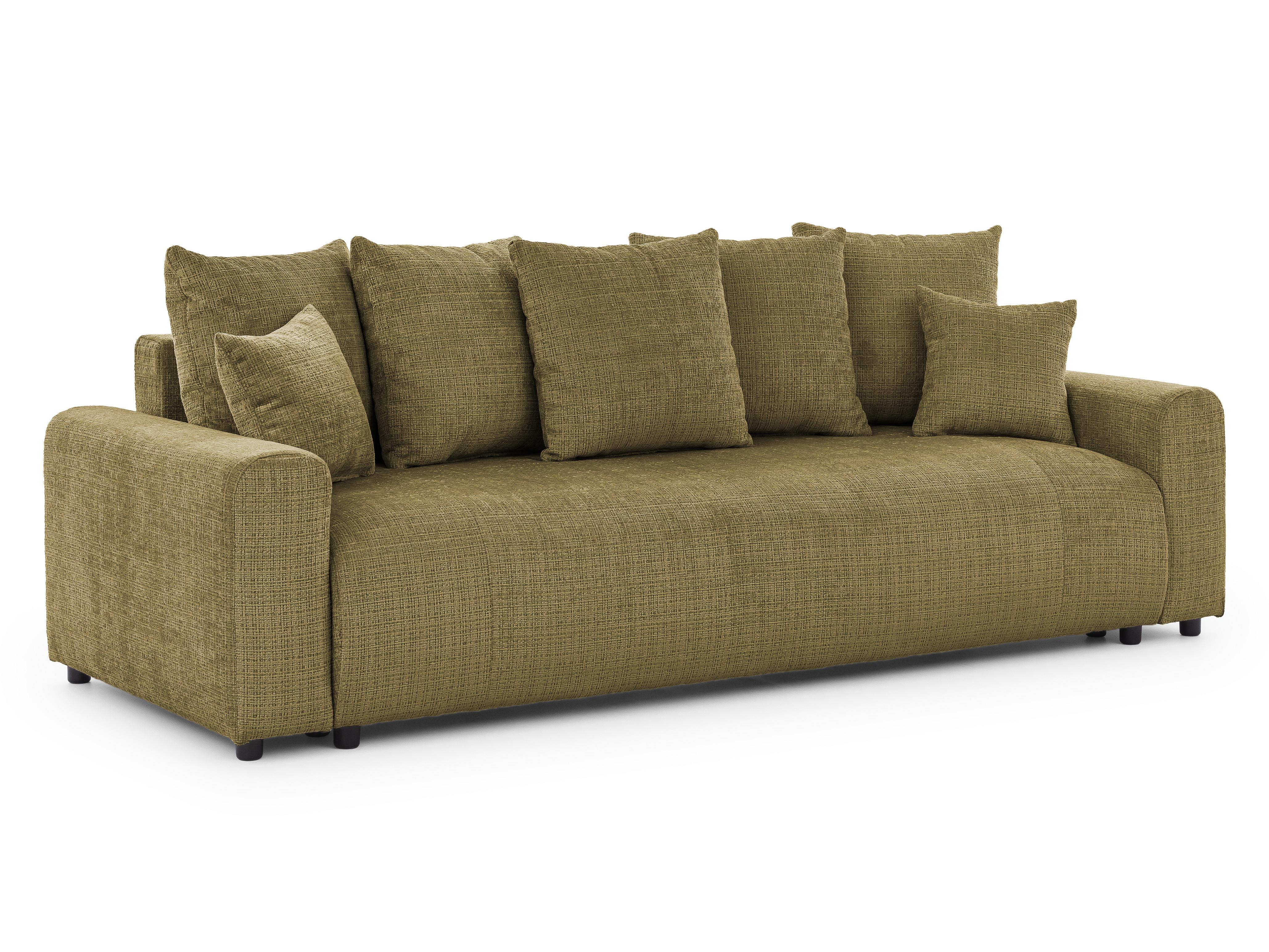 SCHLAFSOFA Calma mit Bettkasten im Bumpy-Design aus weichem Grün Chenille-Stoff - Schwarz/Grün, Holz/Kunststoff (239/88/98cm) - S-Style Möbel