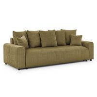 SCHLAFSOFA Calma mit Bettkasten im Bumpy-Design aus weichem Grün Chenille-Stoff - Schwarz/Grün, Holz/Kunststoff (239/88/98cm) - S-Style Möbel