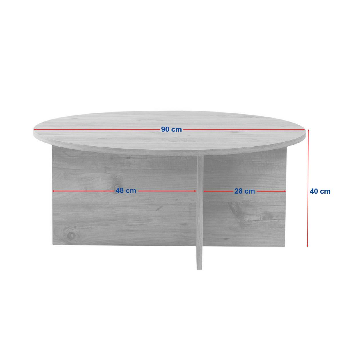 COUCHTISCH mit abgerundeter Platte - soleil 90/90/40 cm - Beige, Holzwerkstoff (95/90/40cm) - Calicosy