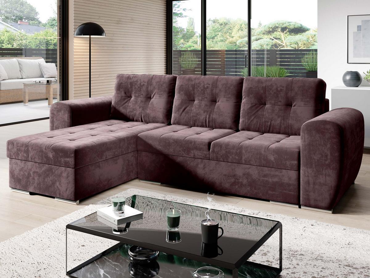 ECKSOFA Bari - Violett/Silberfarben, Holz/Textil (256/157cm) - MIRJAN24