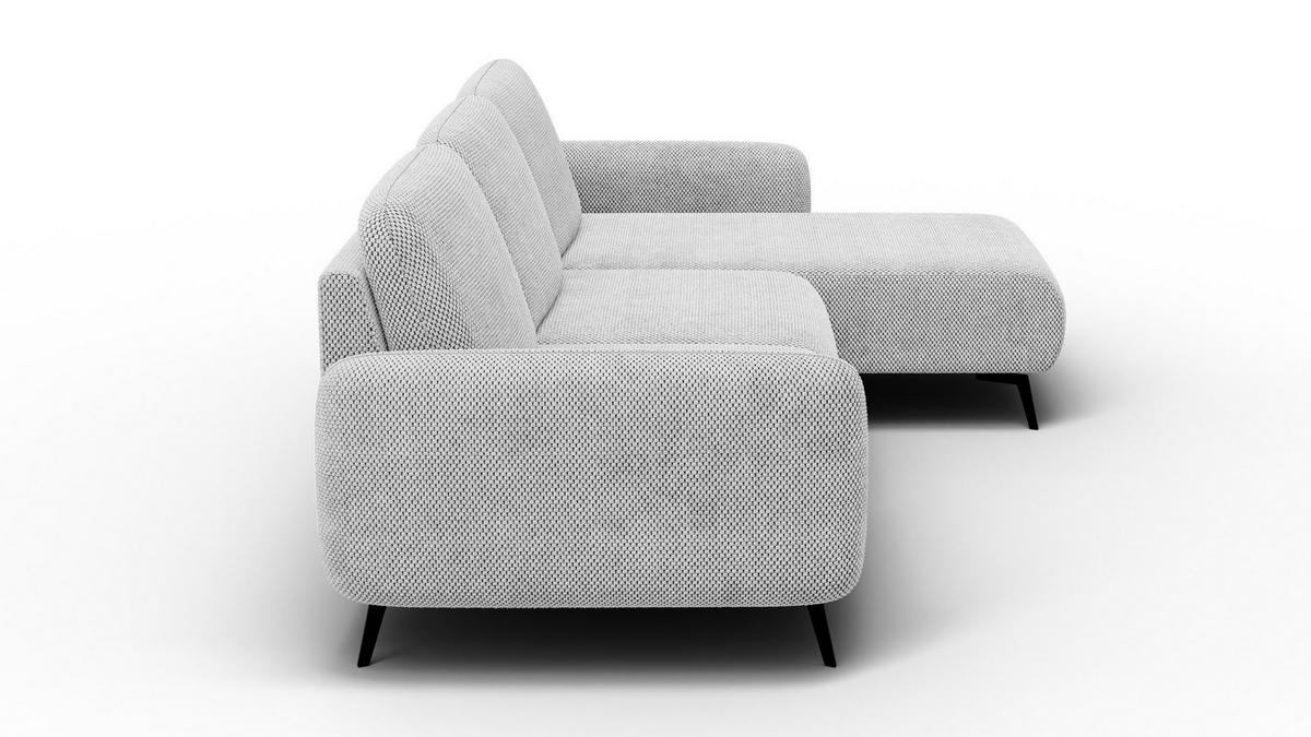 ECKSOFA FEBE 4-Sitzer rechts, hellgrau - Hellgrau/Schwarz, Holz/Textil (264/157cm) - Wozimo