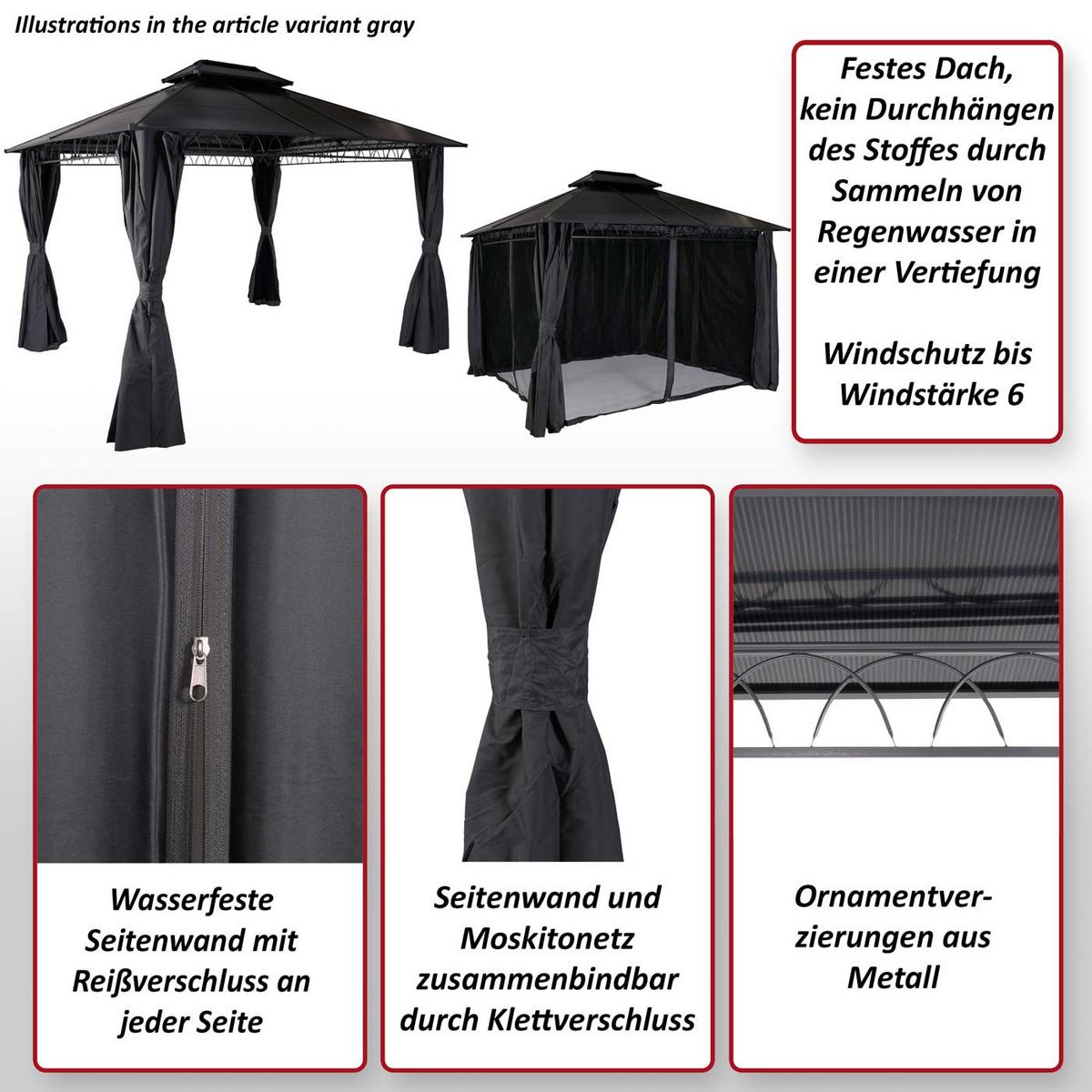 HARDTOP PERGOLA Cremeweiß - Weiß, Textil (360/290/300cm) - MCW