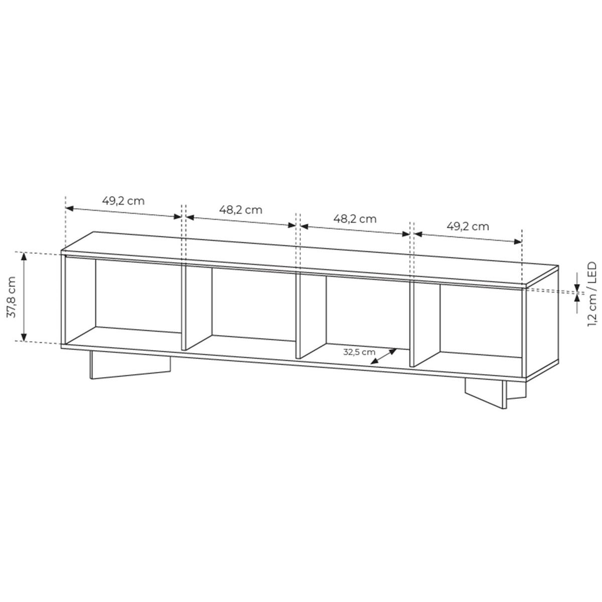 TV-LOWBOARD Semi 203 cm - Beige, Holzwerkstoff (203.9/54.4/40cm) - Selsey