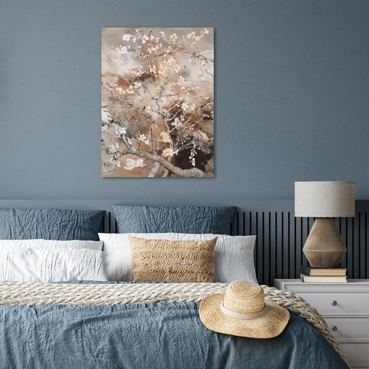 POSTER Mandelblüte - Kunst - Van Gogh - Beige - Abstrakt Deko Wohnzimmer 60x80 cm - Braun, Papier (60/80/0.1cm) - MuchoWow