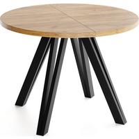 ESSTISCH Ravero runder ausziehbarer, Eiche Braun 100-140/100/77 cm - Eiche Wotan/Schwarz, Holz/Holzwerkstoff (100/140/76.5cm) - WFL GROUP