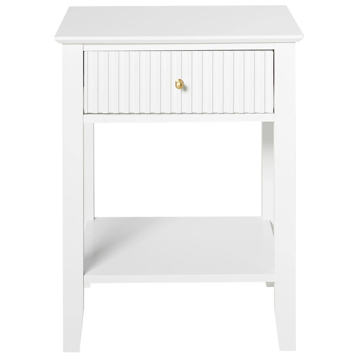 NACHTTISCH mit 1 Schublade Weiß Assisi - Weiß, Holzwerkstoff (35/48/62cm) - Beliani
