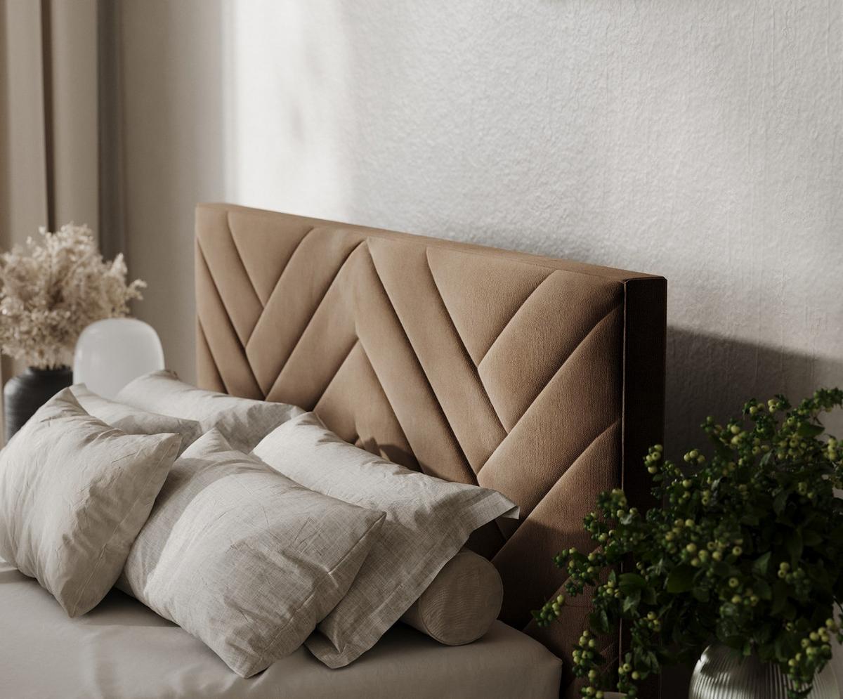 POLSTERBETT Arco 140/200 cm Braun im Kronos Stoff - Schwarz/Naturfarben, Holz/Holzwerkstoff (140/200cm) - AltaBeds