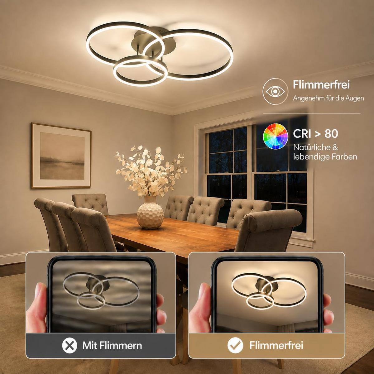 LED-DECKENLEUCHTE Wolkenzauber 82/58/15 cm - Schwarz, Metall (82/58/15cm) - ZMH