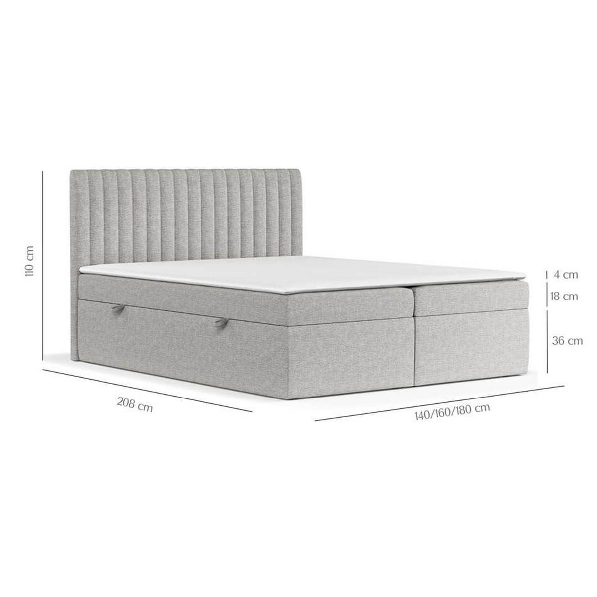 BOXBETT Maldon 180/200 cm Graubeige im Megan Stoff - Schwarz/Grau, Holz/Holzwerkstoff (180/200cm) - AltaBeds