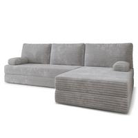 ECKSOFA ANKO modulares Boneless Sofa mit Schlaffunktion Hellgrau Kordstoff - Grau, Textil (270/160cm) - MASSENO