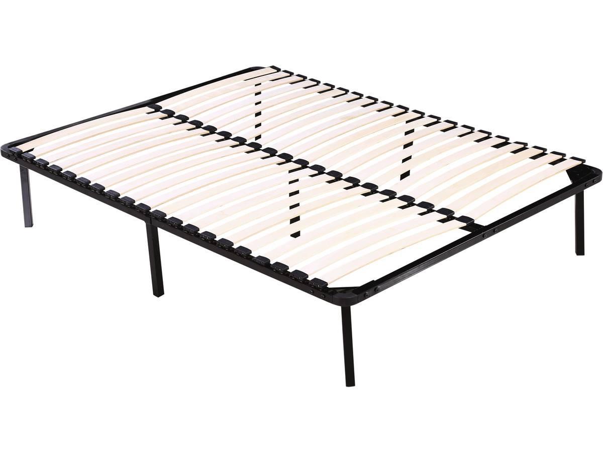 LATTENROST cadre à lattes + pieds pour matelas de 160 x 200 cm - 20 lattes - Schwarz, Metall - Habitat Garten