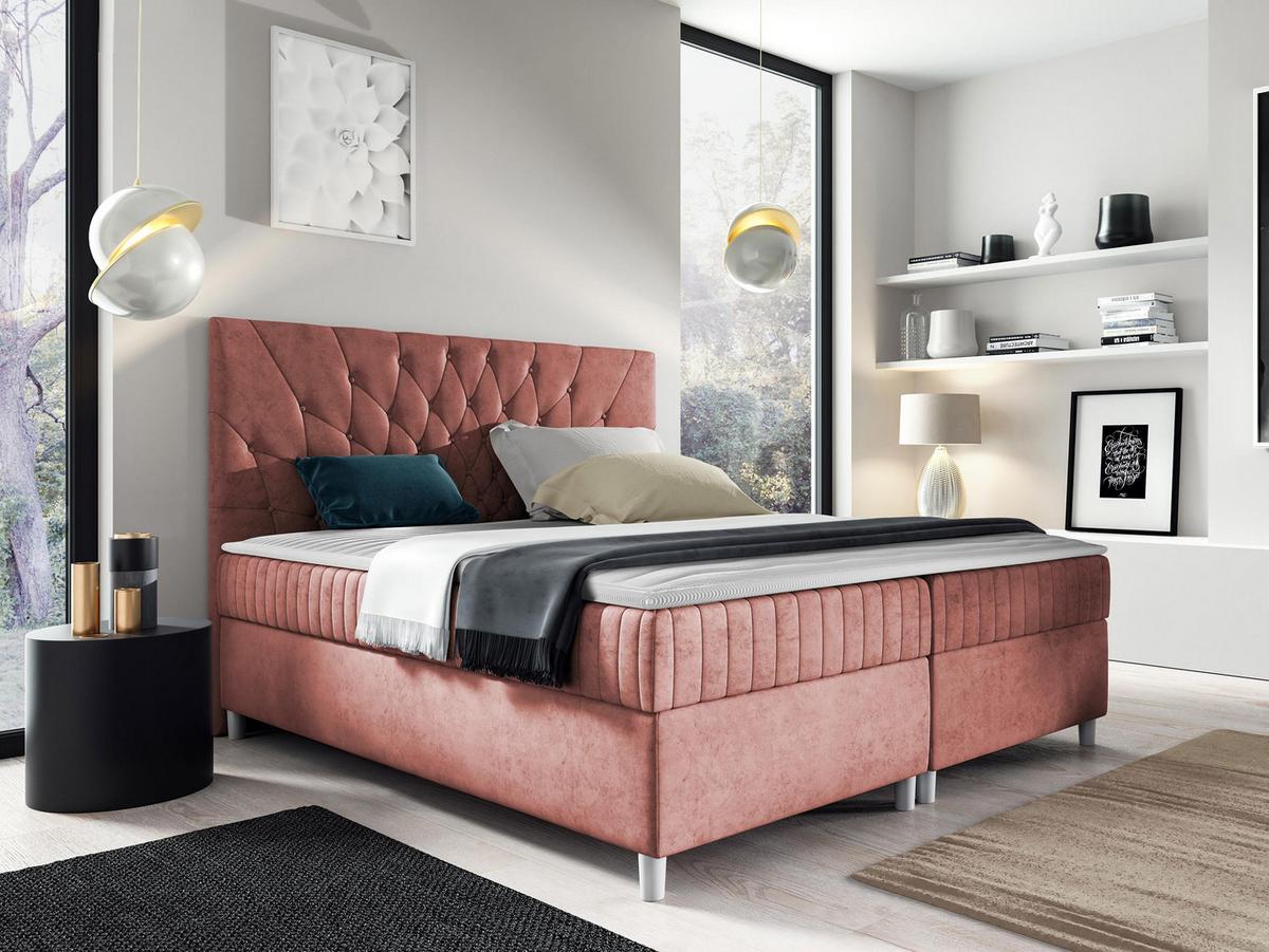 BOXBETT Prowansja - H3 - Rosa, Holz (160/200cm) - MIRJAN24