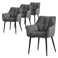 ESSZIMMERSTÜHLE 4ER-SET Dunkelgrau Frotteestoff - Dunkelgrau/Schwarz, Textil/Metall (63/90/57cm) - ML-DESIGN