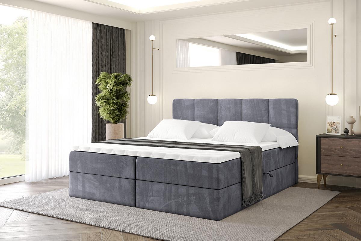 BOXBETT mit Matratze H4 und Lattenrost - LIRO - 200x200 - Dunkelgrau Casablanca - Dunkelgrau, Holzwerkstoff/Kunststoff (200/200cm) - ALTDECOR