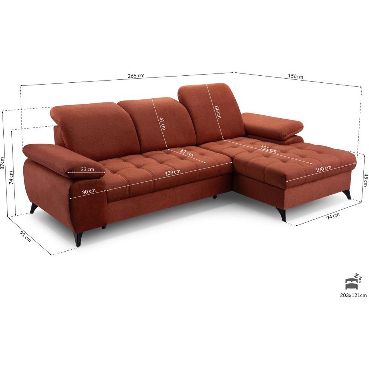 ECKSCHLAFSOFA Bello dunkelblau rechts - Schwarz/Dunkelblau, Textil (265/156cm) - Beautysofa
