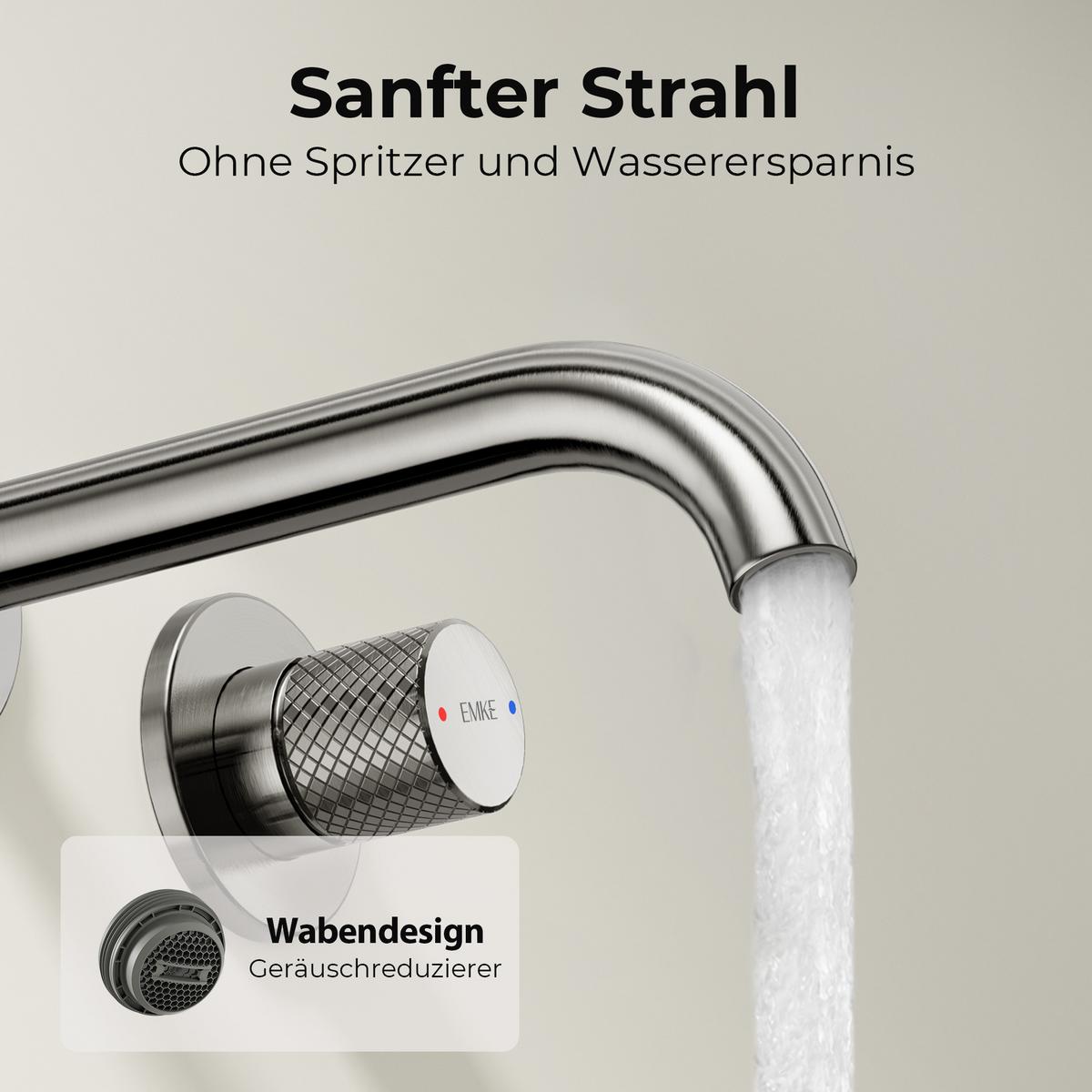 WASCHTISCHARMATUR Unterputz matt grau 28,1/14/6,5 cm - Grau, Metall (28.1/14/6.5cm) - EMKE