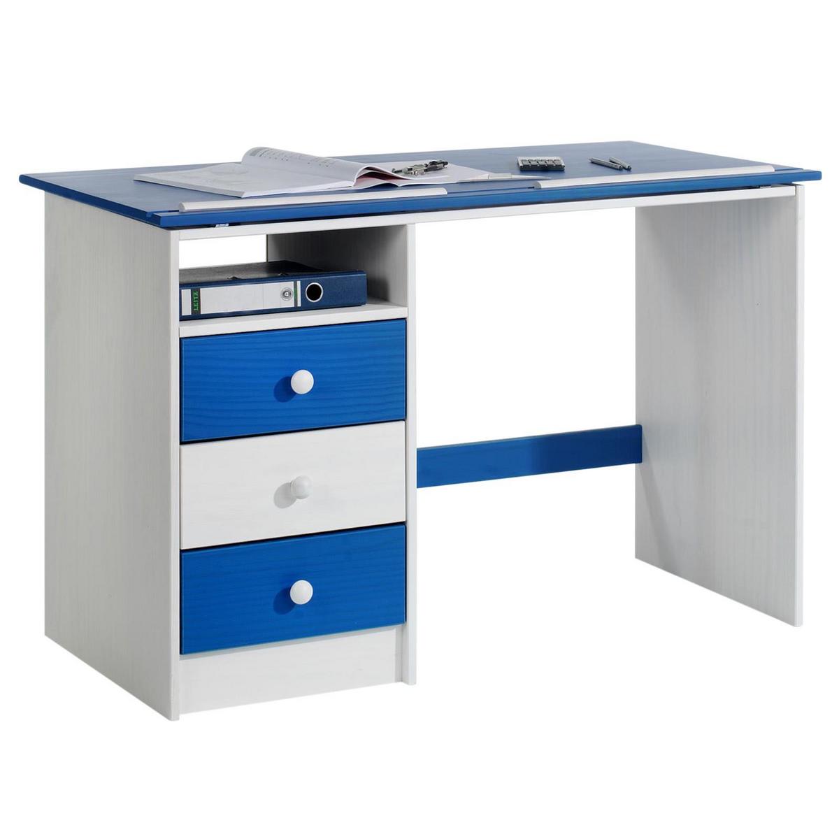 KINDERSCHREIBTISCH KEVIN - Blau/Weiß, Holz (115/73/60cm) - IDIMEX