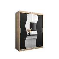 SCHWEBETÜRENSCHRANK 200/150/62 2-türig - Silberfarben/Schwarz, Holz/Kunststoff (150/200/62cm) - MÖBEL KRYSPOL