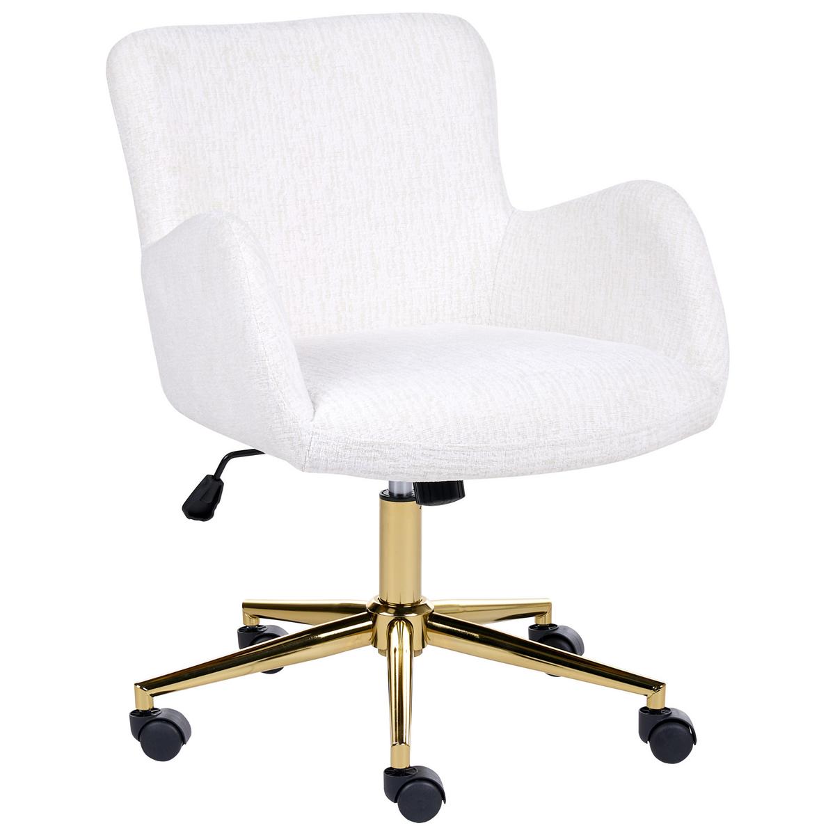 SCHREIBTISCHSTUHL Chenillegewebe Cremeweiß Misorela - Creme, Textil (60/80/60cm) - Beliani