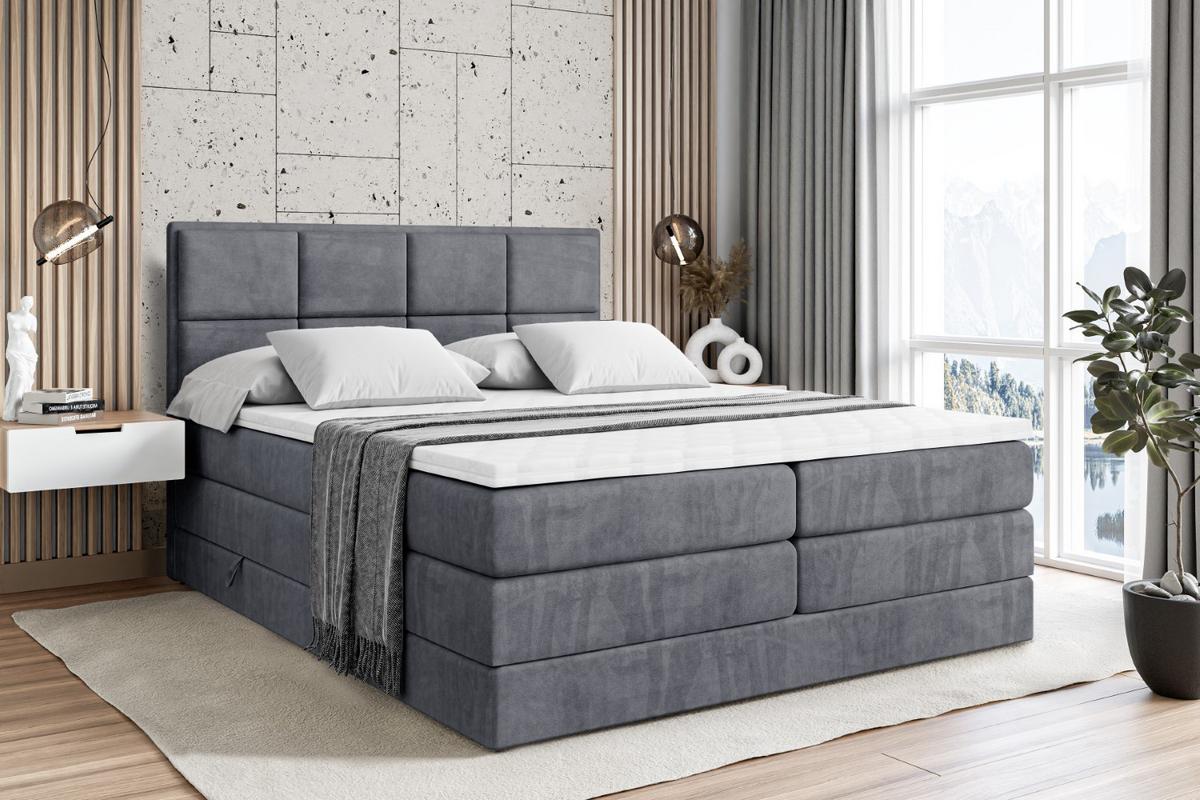 BOXSPRINGBETT NOVA KING - 140 x 200 - H3/H4 - Dunkelgrau - Dunkelgrau, Holzwerkstoff (140/200cm) - ALTDECOR