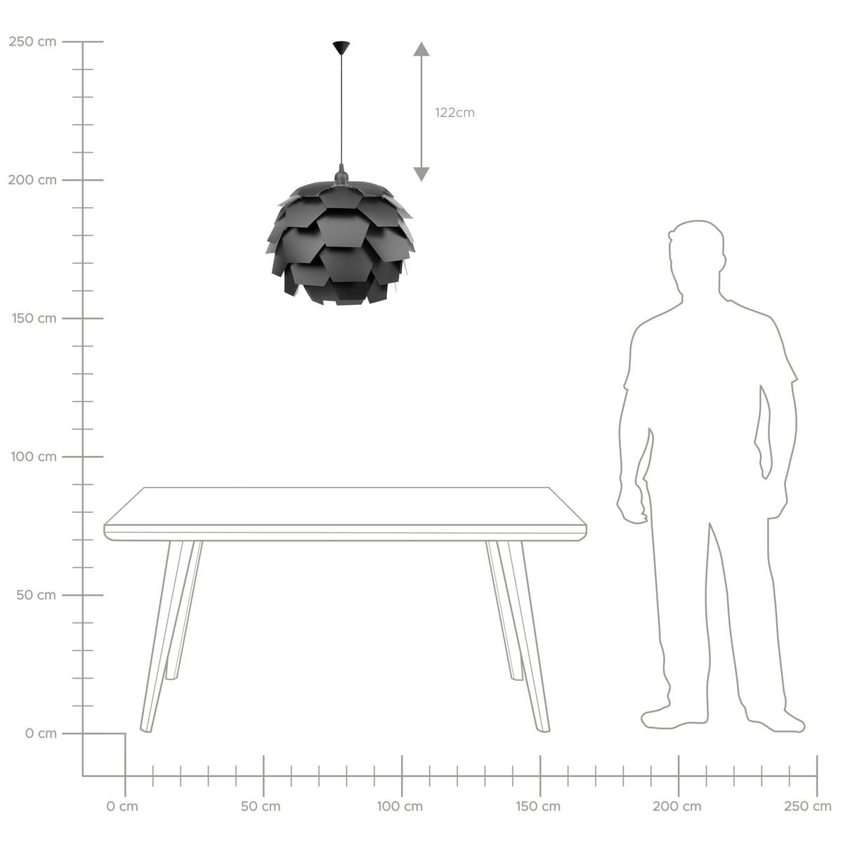 HÄNGELEUCHTE Segre 60/60/180 cm - Schwarz, Kunststoff (60/60/180cm) - Beliani