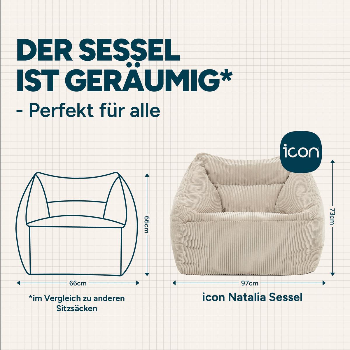 SITZSACK Cord Sessel Natalia - Beige, Textil (97/73/84cm) - icon