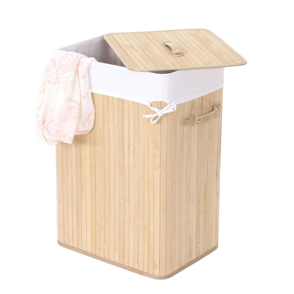 WÄSCHEKORB Buche Dekor, Cremeweiß - Buchefarben/Creme, Holz (43/61/32cm) - MCW