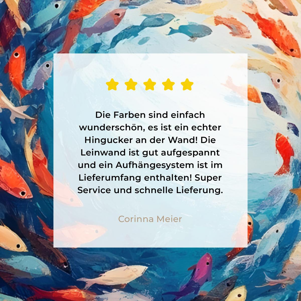 LEINWANDBILD Meer - Fische - Bunt - Dynamisch Deko Wohnzimmer 20x20 cm - Hellblau, Textil (20/20cm) - MuchoWow